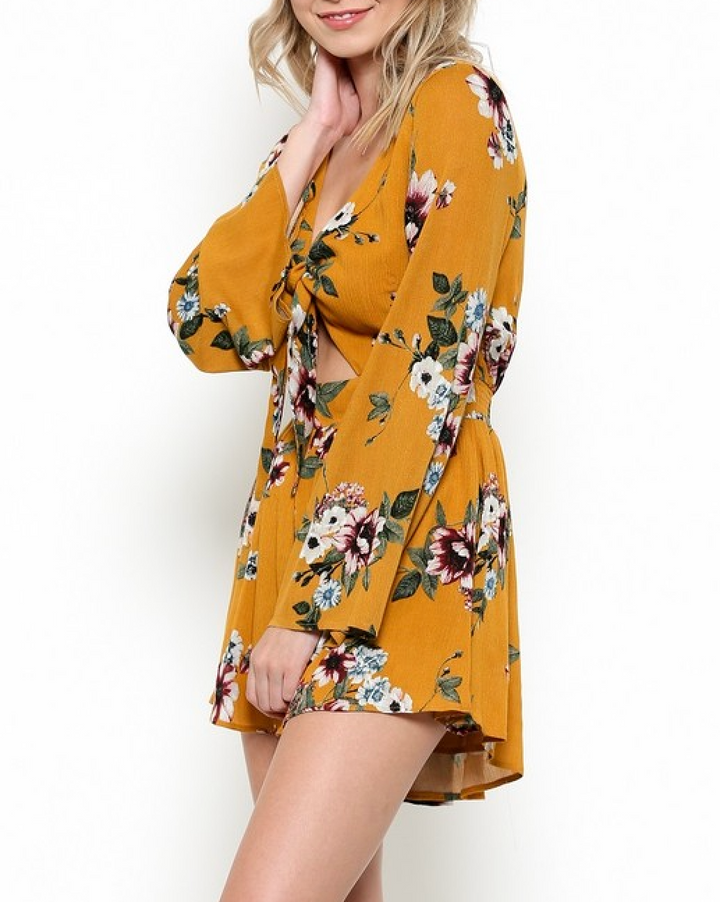 Final Sale - A Love Like This Romper in Floral Mustard