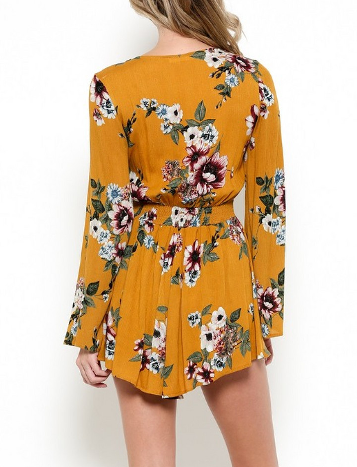 Final Sale - A Love Like This Romper in Floral Mustard