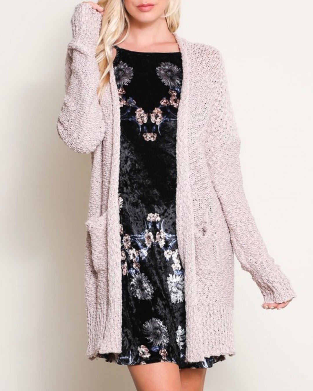 Open Front Longline Cardigan in Twig