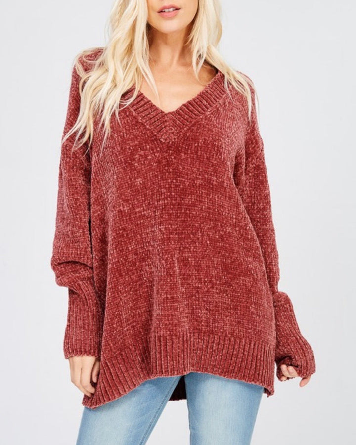 Chenille Oversized Sweater in Dark Ginger