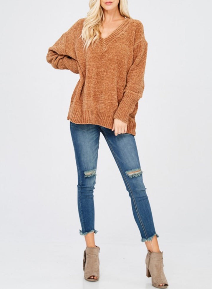 Chenille Oversized Sweater in Tan