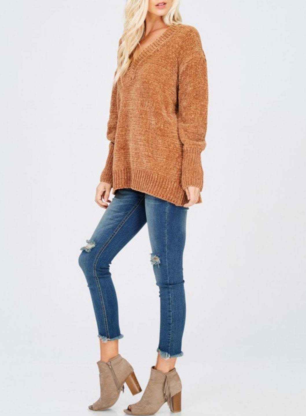 Chenille Oversized Sweater in Tan