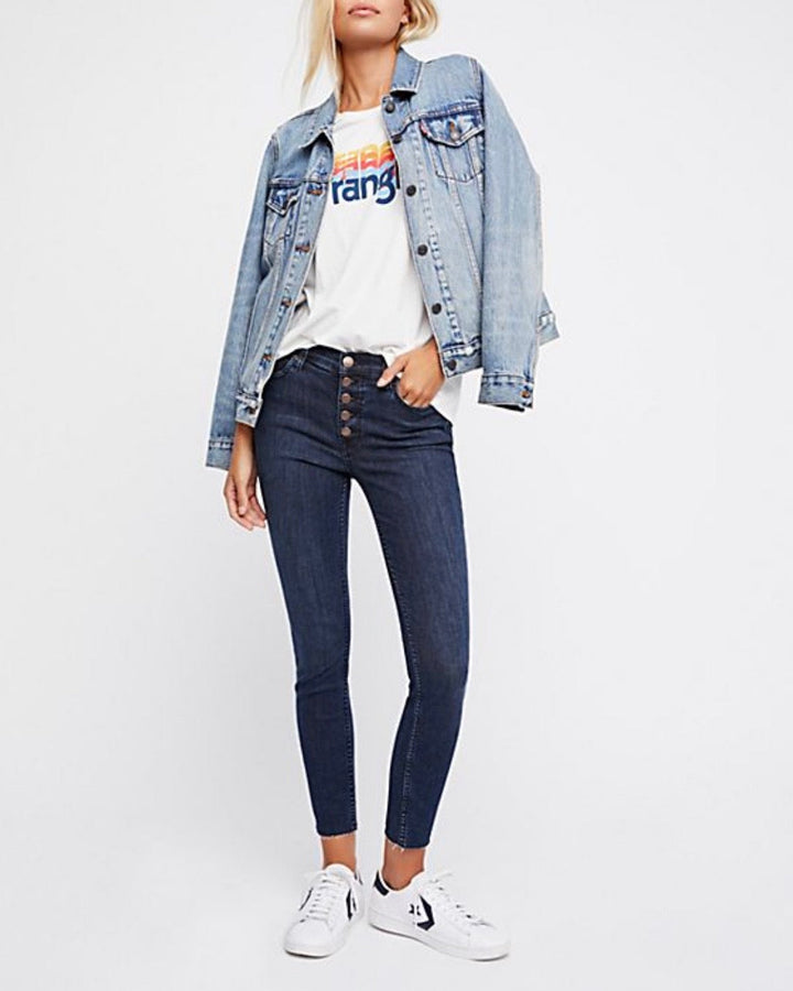 Free People - Reagan Button Front Jeans in Sky