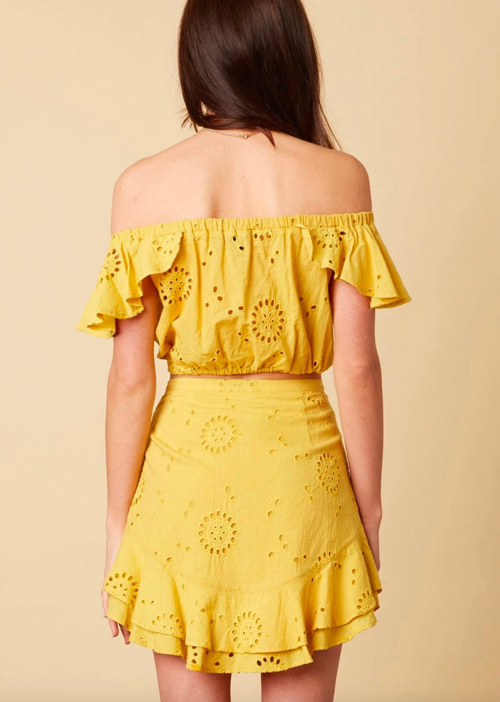 Cotton Candy LA - It Isn't In My Blood Eyelet Skirt in Saffron