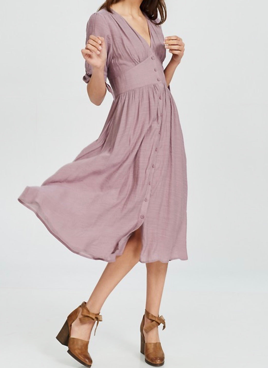 Final Sale - Darling Gauzy Cotton Endless Summer Midi Dress in Mauve