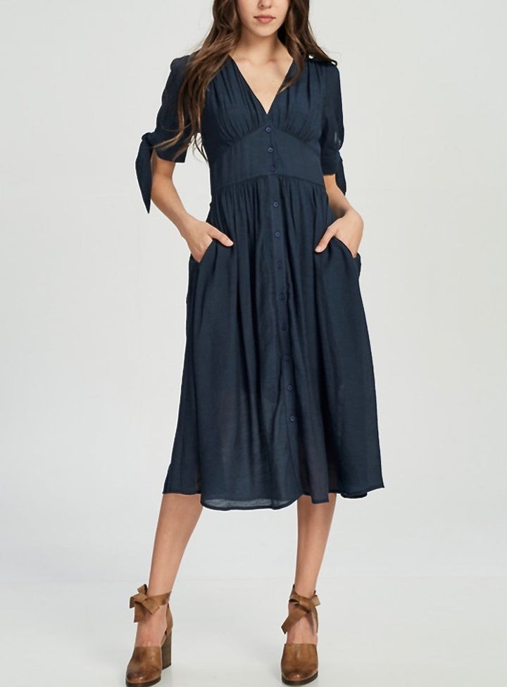 Darling Gauzy Cotton Endless Summer Midi Dress in Navy