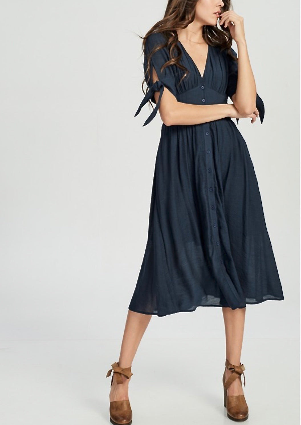 Darling Gauzy Cotton Endless Summer Midi Dress in Navy