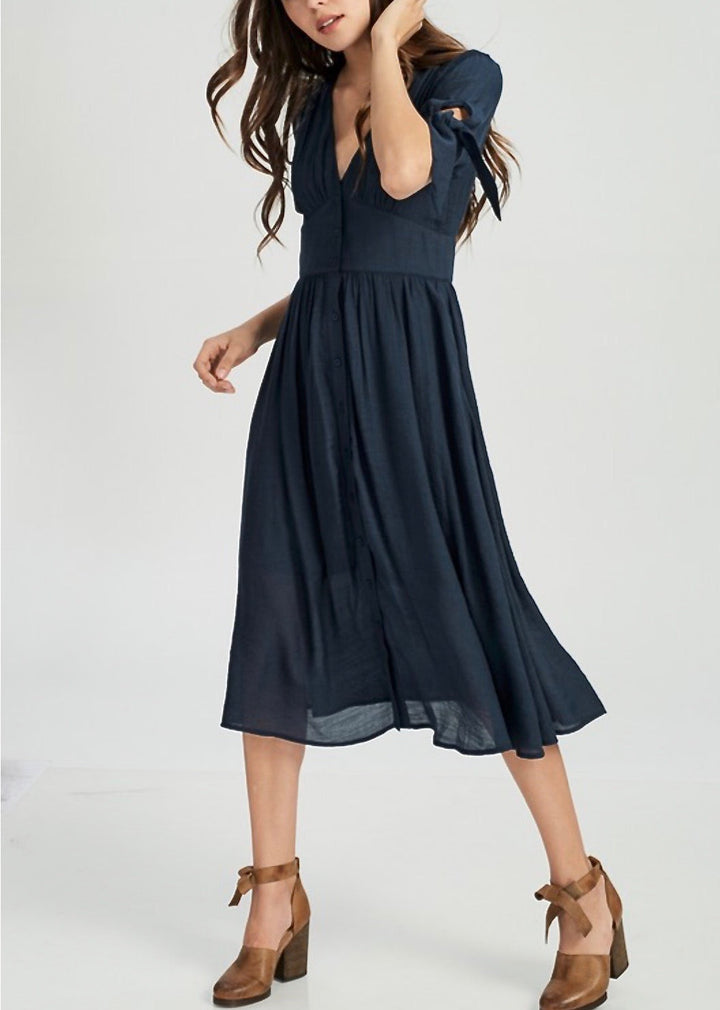 Darling Gauzy Cotton Endless Summer Midi Dress in Navy