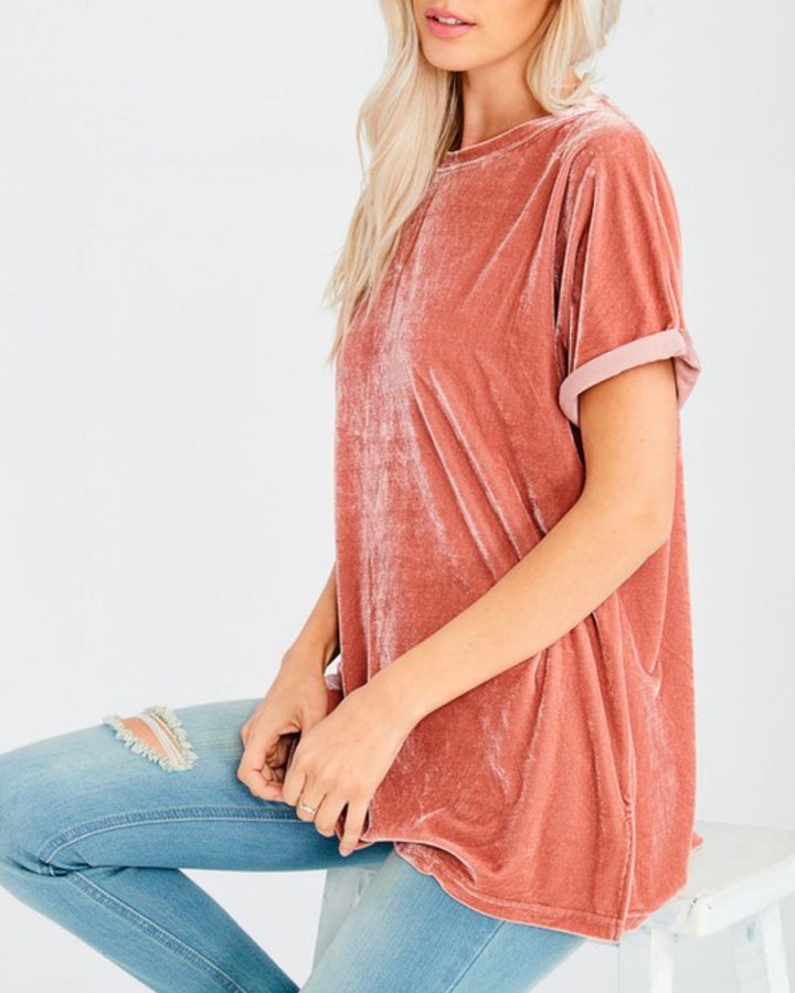 On The Road Velvet Top in Ginger