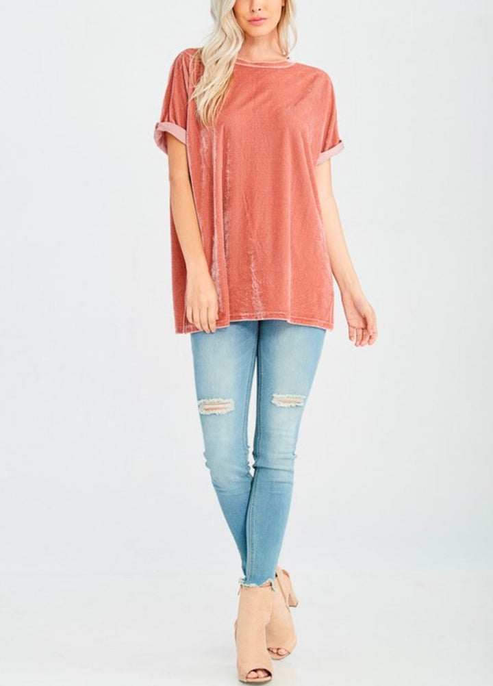 On The Road Velvet Top in Ginger