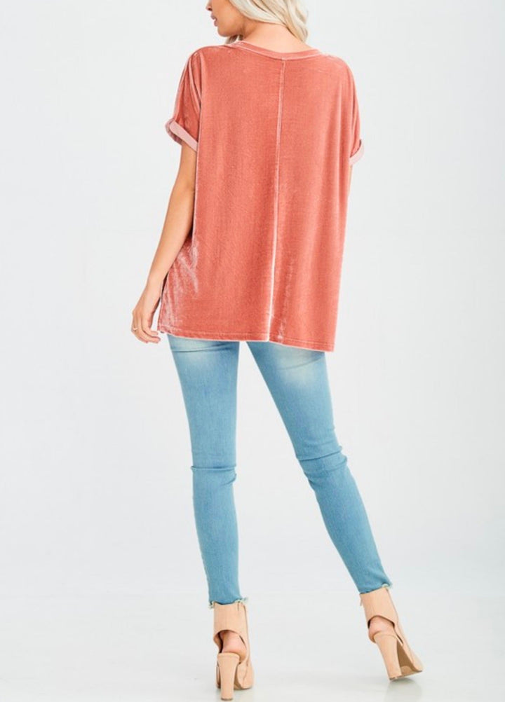 On The Road Velvet Top in Ginger