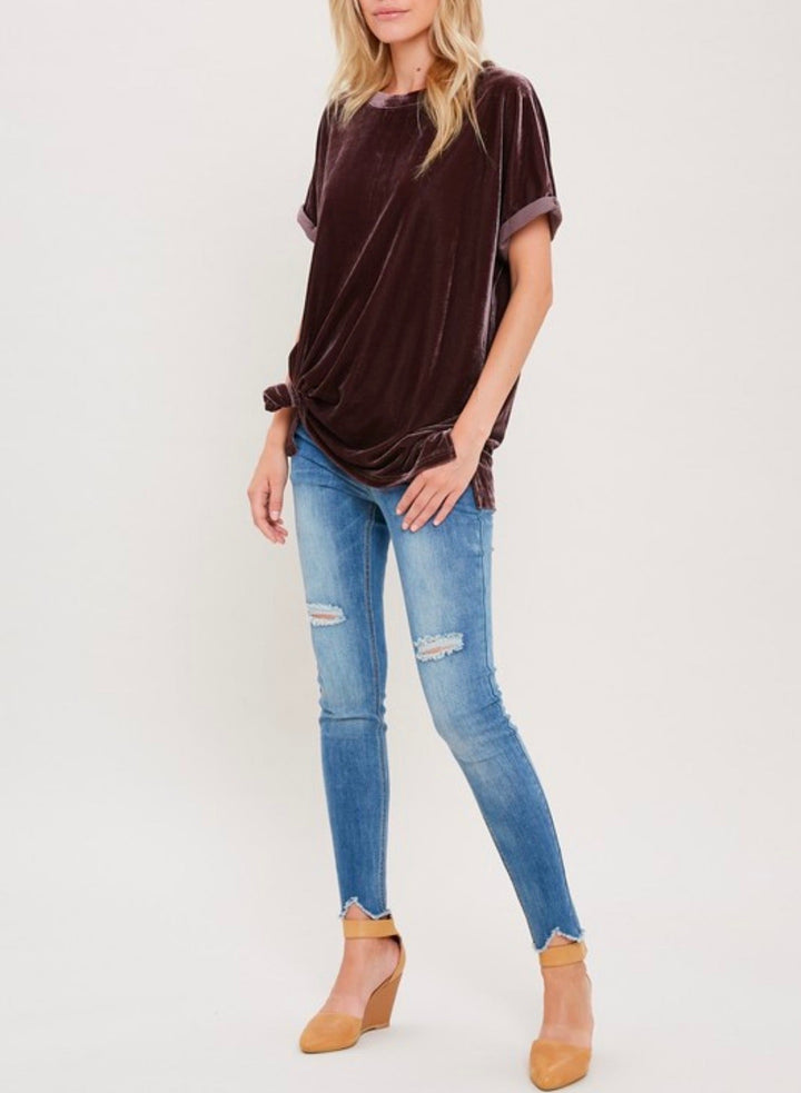 On The Road Velvet Top in Midnight