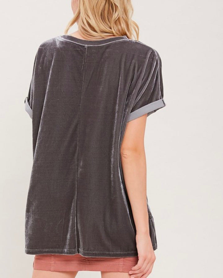 On The Road Velvet Top in Grey