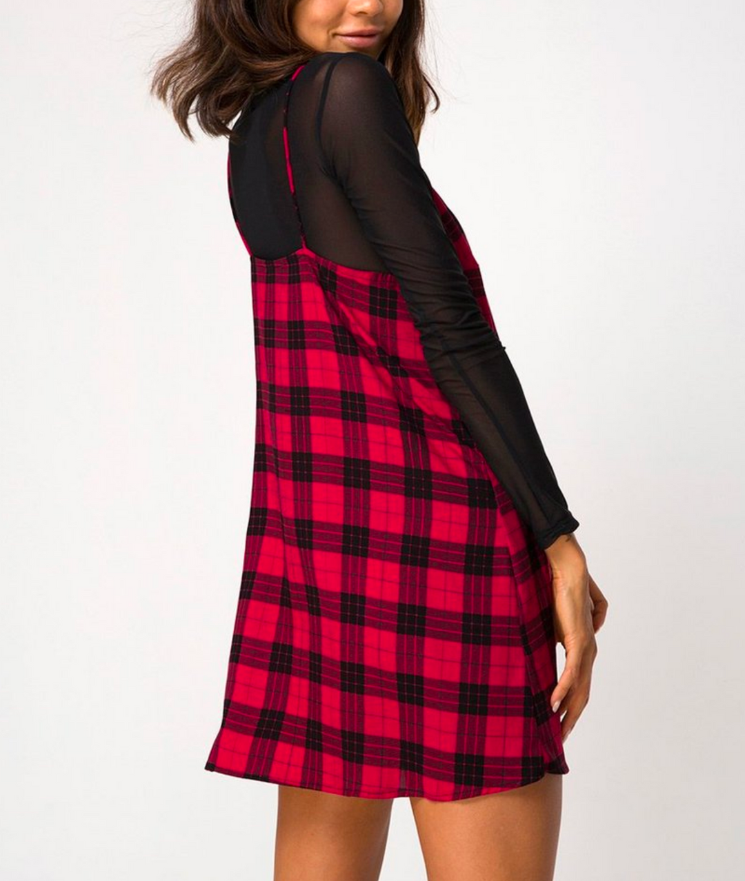 Motel - Sanna Slip Dress in Winter Plaid Red/Black