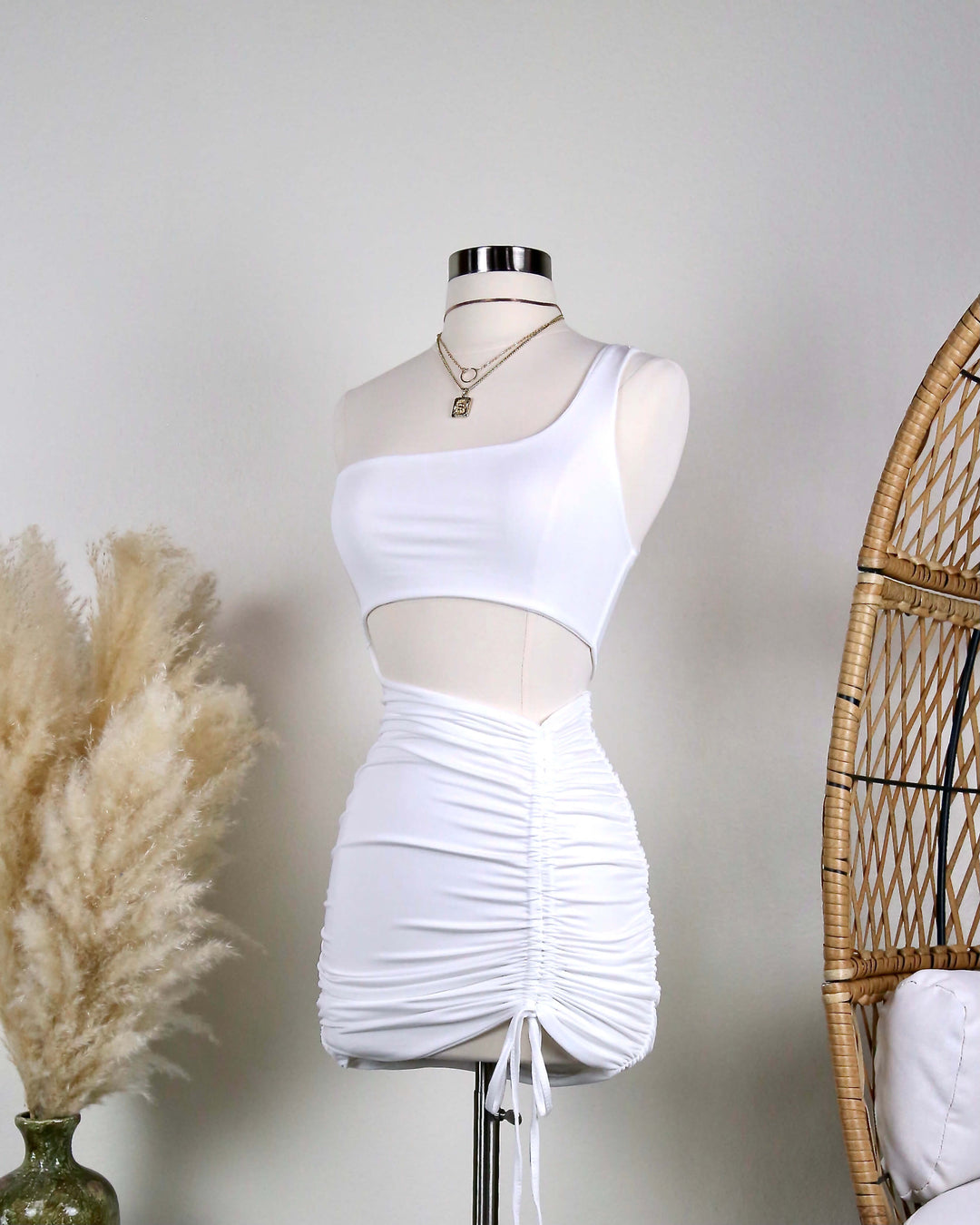 Seamless One Shoulder Ruched Mini Dress in More Colors
