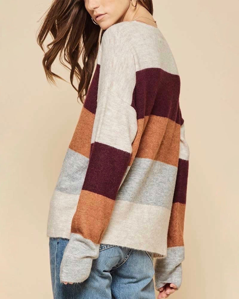 Soft Colorblock Oversized Sweater - More Colors