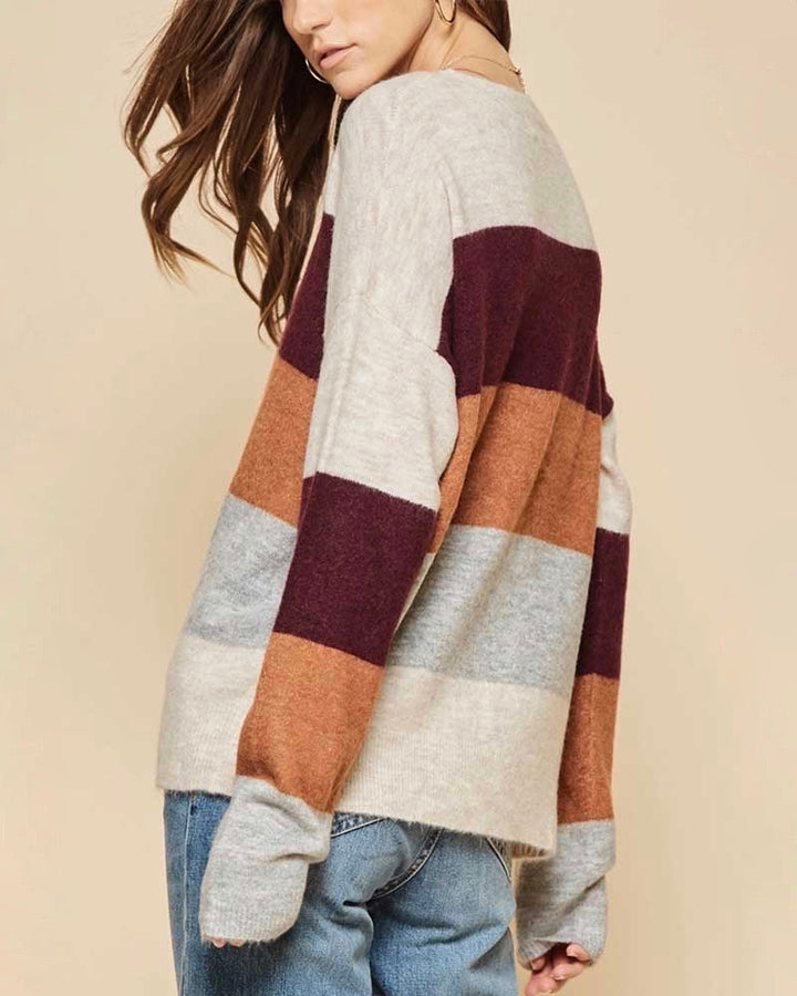 Soft Colorblock Oversized Sweater - More Colors