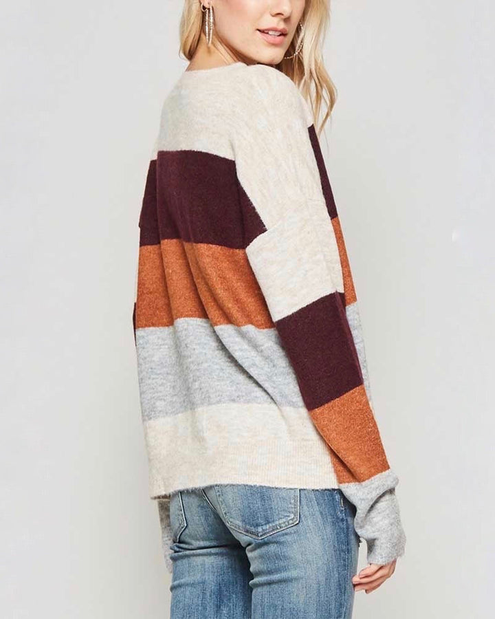 Soft Colorblock Oversized Sweater - More Colors