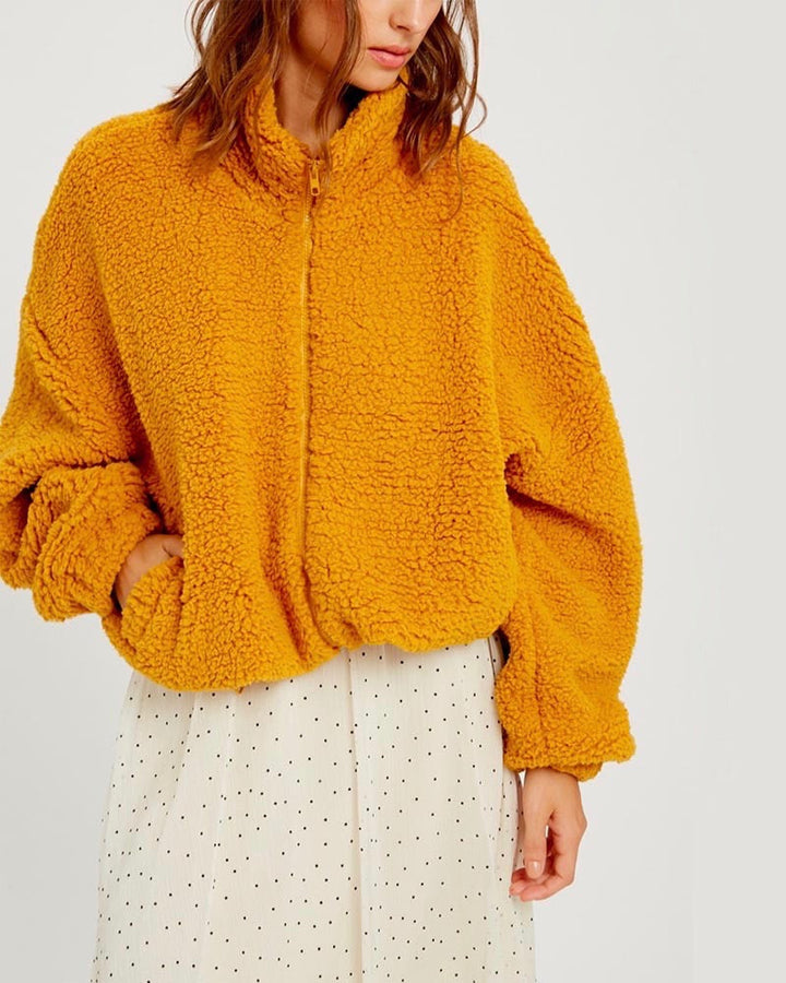 Solid Zip Up Teddy Bear Jacket - more colors