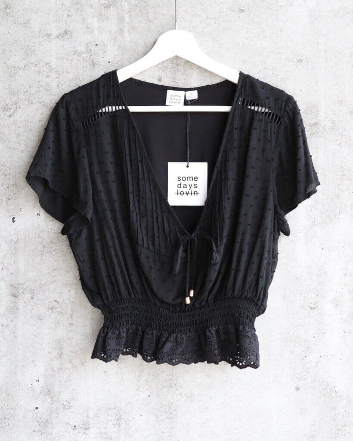 Final Sale - Somedays Lovin - Hey Darling Woven Swiss Dot Blouse - Black