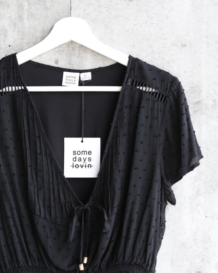 Final Sale - Somedays Lovin - Hey Darling Woven Swiss Dot Blouse - Black