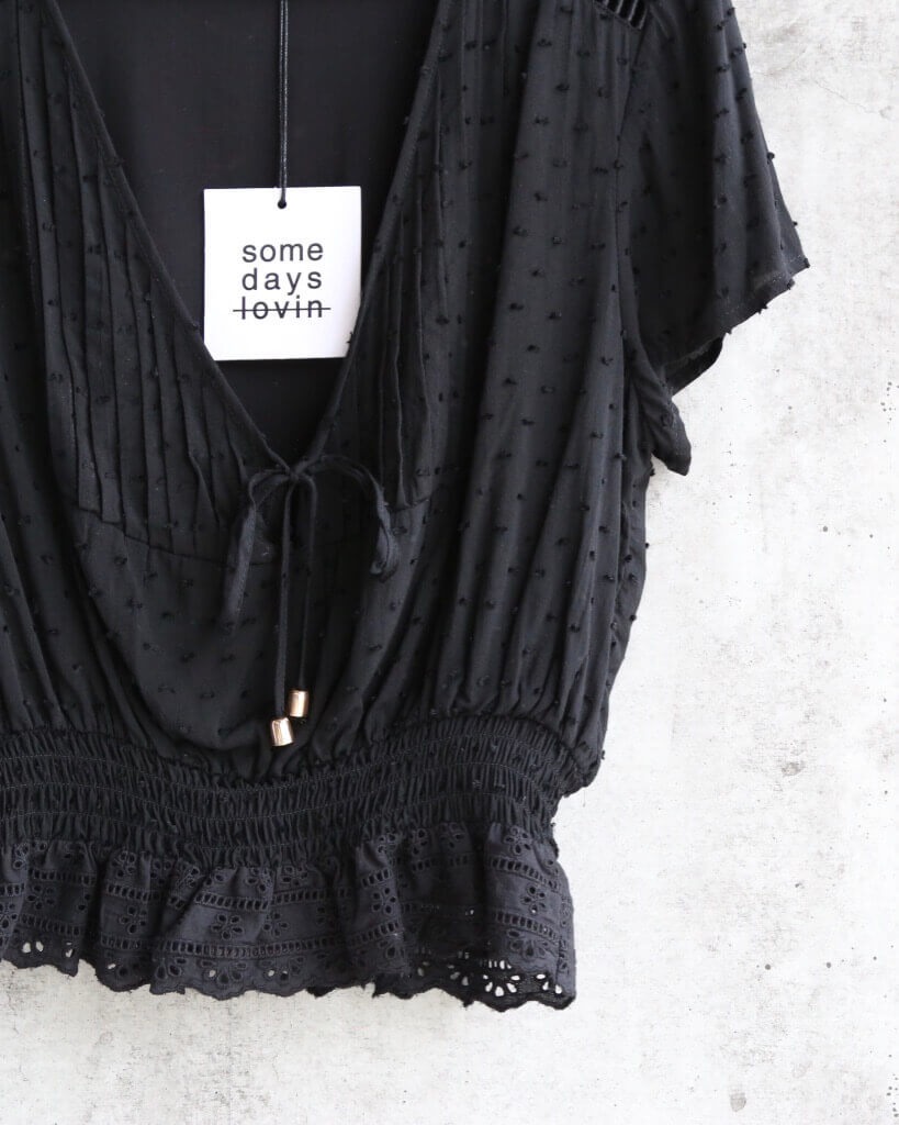 Final Sale - Somedays Lovin - Hey Darling Woven Swiss Dot Blouse - Black