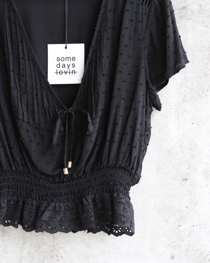 Final Sale - Somedays Lovin - Hey Darling Woven Swiss Dot Blouse - Black