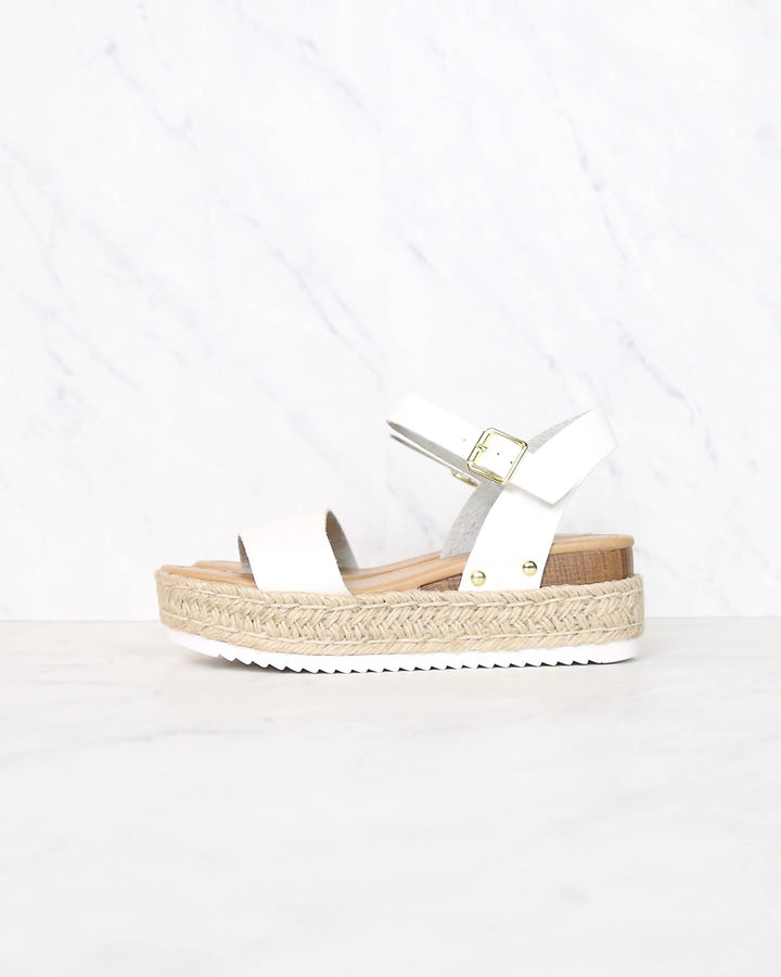 Strappy Espadrille Platform Sandals in White