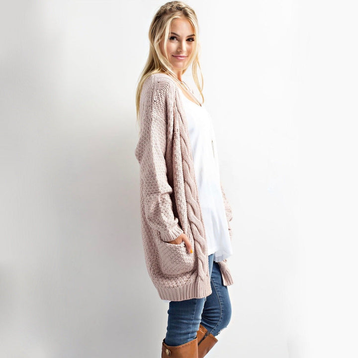 Long sleeve low gauge open knit wishlist cardigan sweater with pockets TWIG