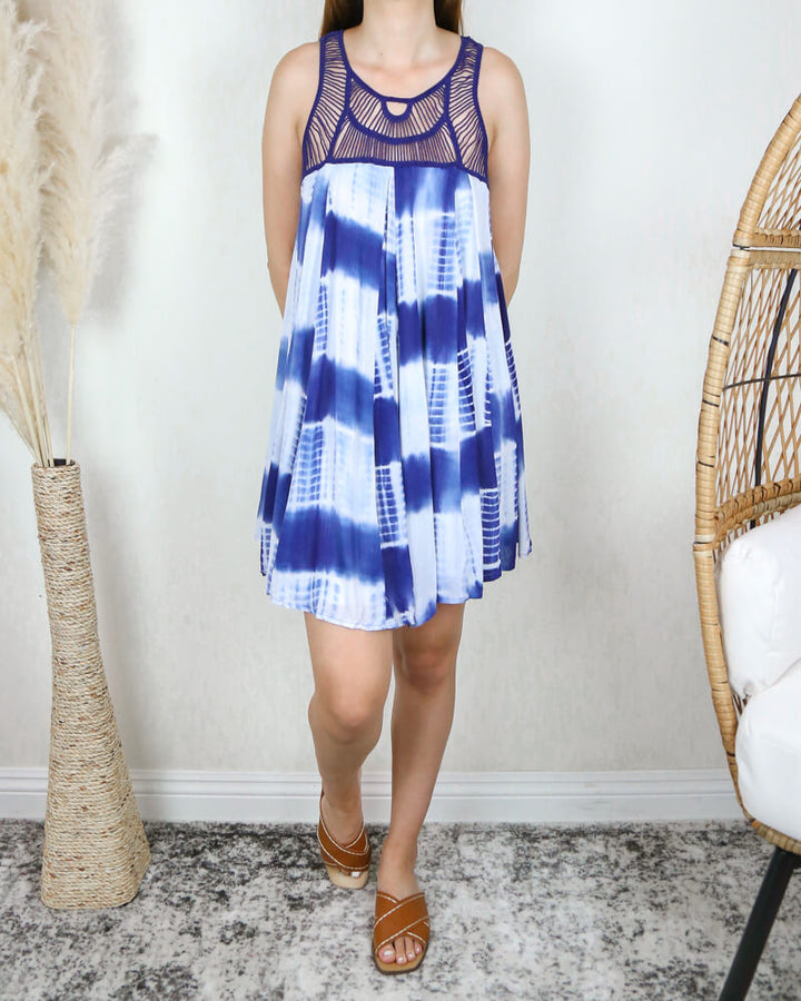 Tie Dye Crochet Bib Dress