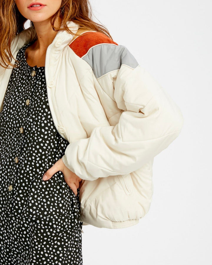 Turtle Neck Oversized Puffer Chevron Jacket - More Colors