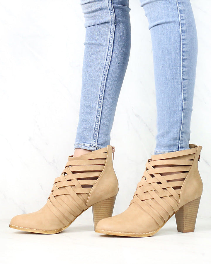 Urban Lights Cut Out Back Zip Chunky Heel Ankle Booties