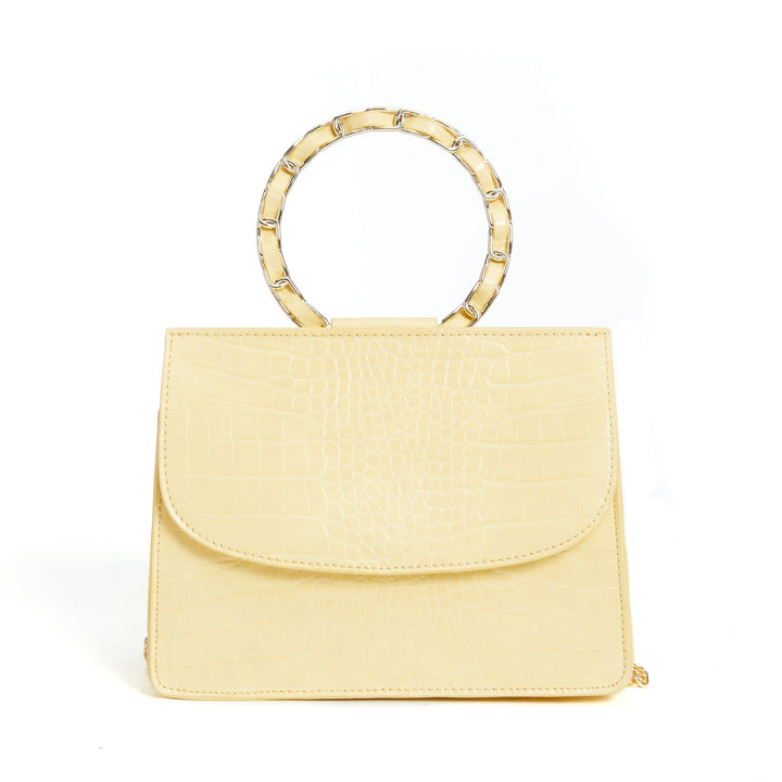 No Apologies Vegan Leather Faux Crocodile Chain Link Top Handle Cross Body Handbag in More Colors