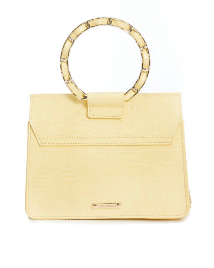 No Apologies Vegan Leather Faux Crocodile Chain Link Top Handle Cross Body Handbag in More Colors