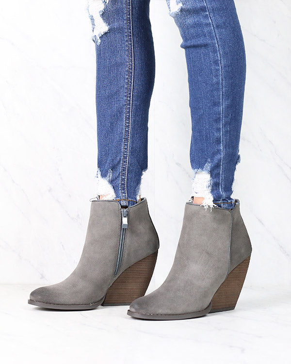 Very Volatile - Whitby Demi Wedge Suede Ankle Bootie in More Colors