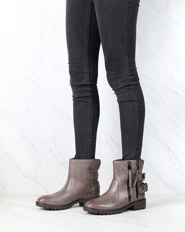 A Hunter's Game Biker Boots in Taupe