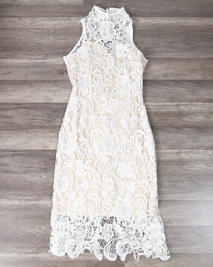 Lioness - Loves Divine Midi Lace Overlay Midi Dress - White