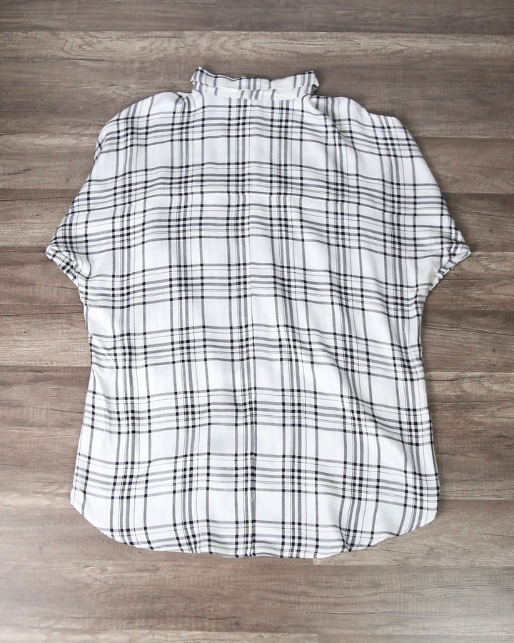 Women's Ex-Boyfriend Flannel Shirt in Black + White Plaid