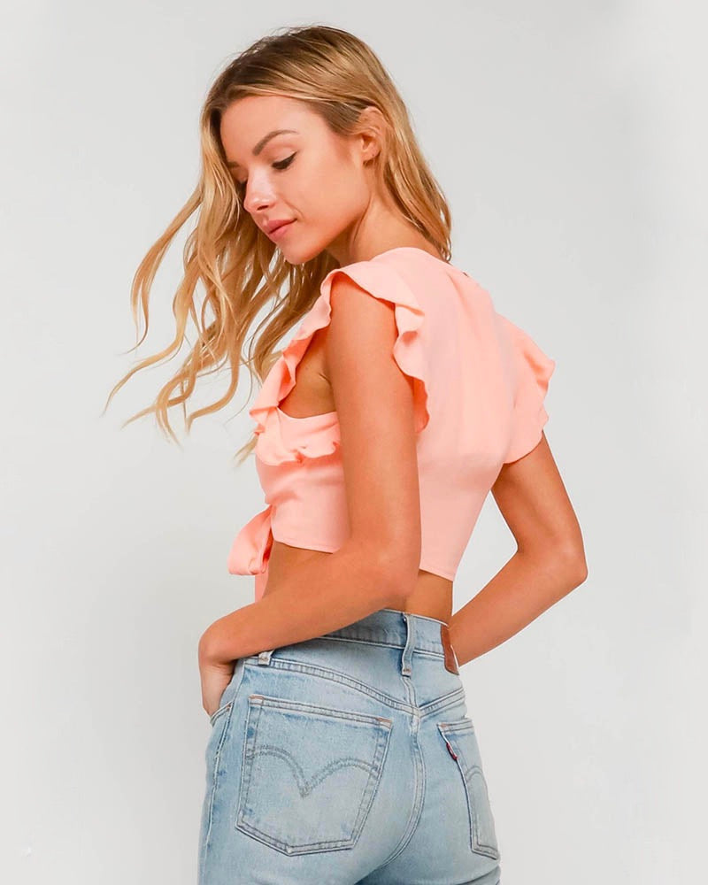 Waist Tie Crop Top in Sweet Tart