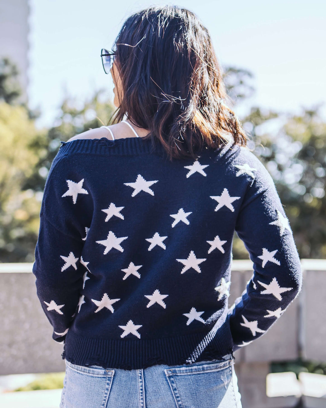 Wild Honey - Distressed Star Knit Sweater - More Colors