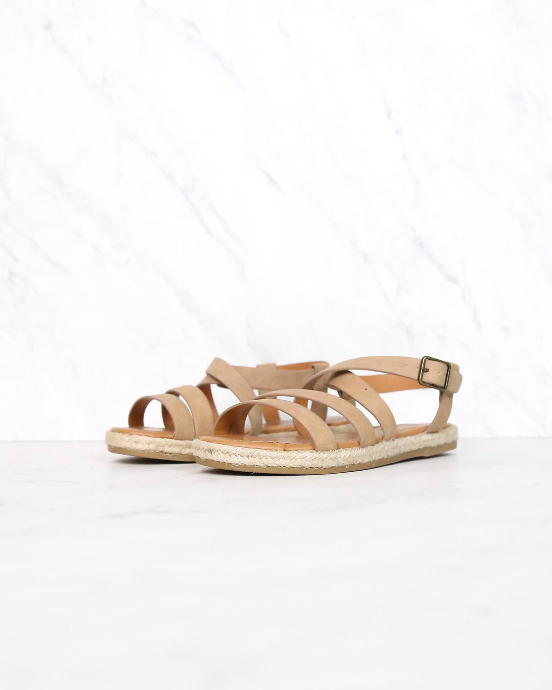 Women's Espadrille Strappy Sandals with Buckle Detailing and Ankle Strap - More colors