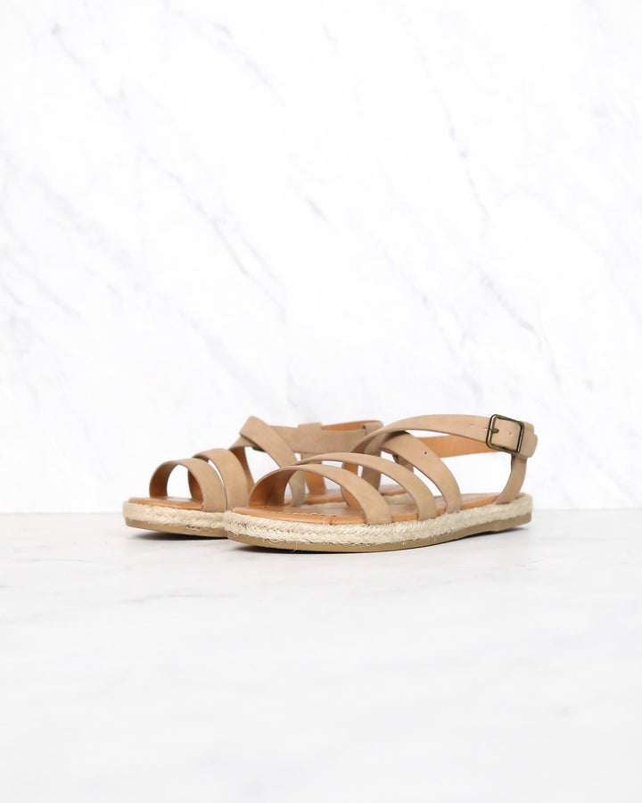 Women's Espadrille Strappy Sandals with Buckle Detailing and Ankle Strap - More colors