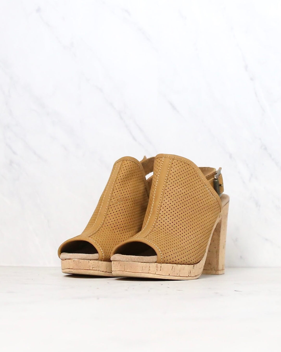 Sbicca - Almonte Open Toe Perforated Heel Sandal in Tan