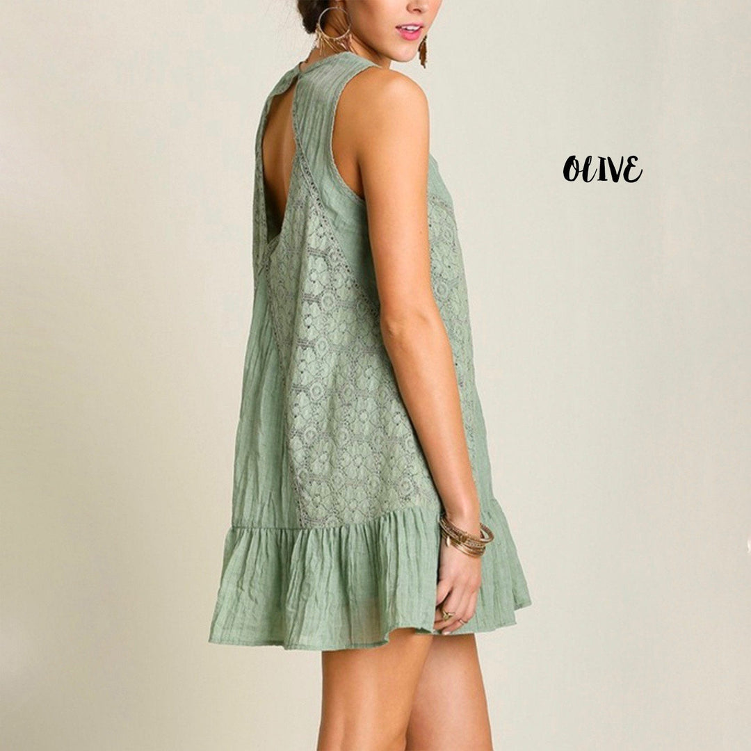 Mock Neck Lace Dress in More Colors