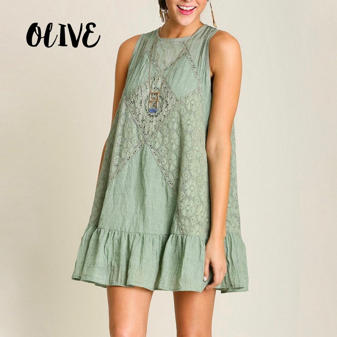 Mock Neck Lace Dress in More Colors