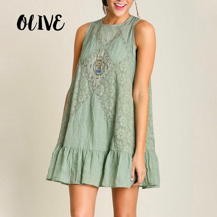Mock Neck Lace Dress in More Colors