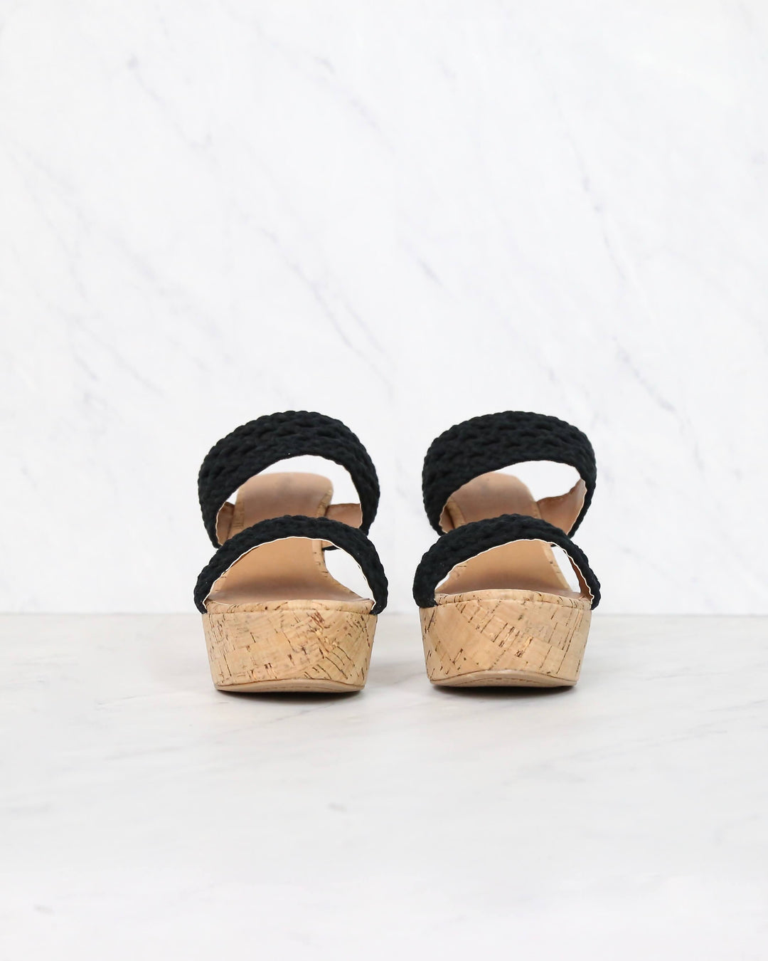 mademoiselle crochet platform wedges - BLACK