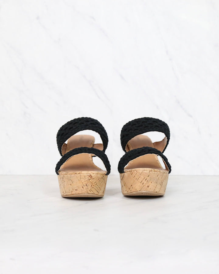 mademoiselle crochet platform wedges - BLACK