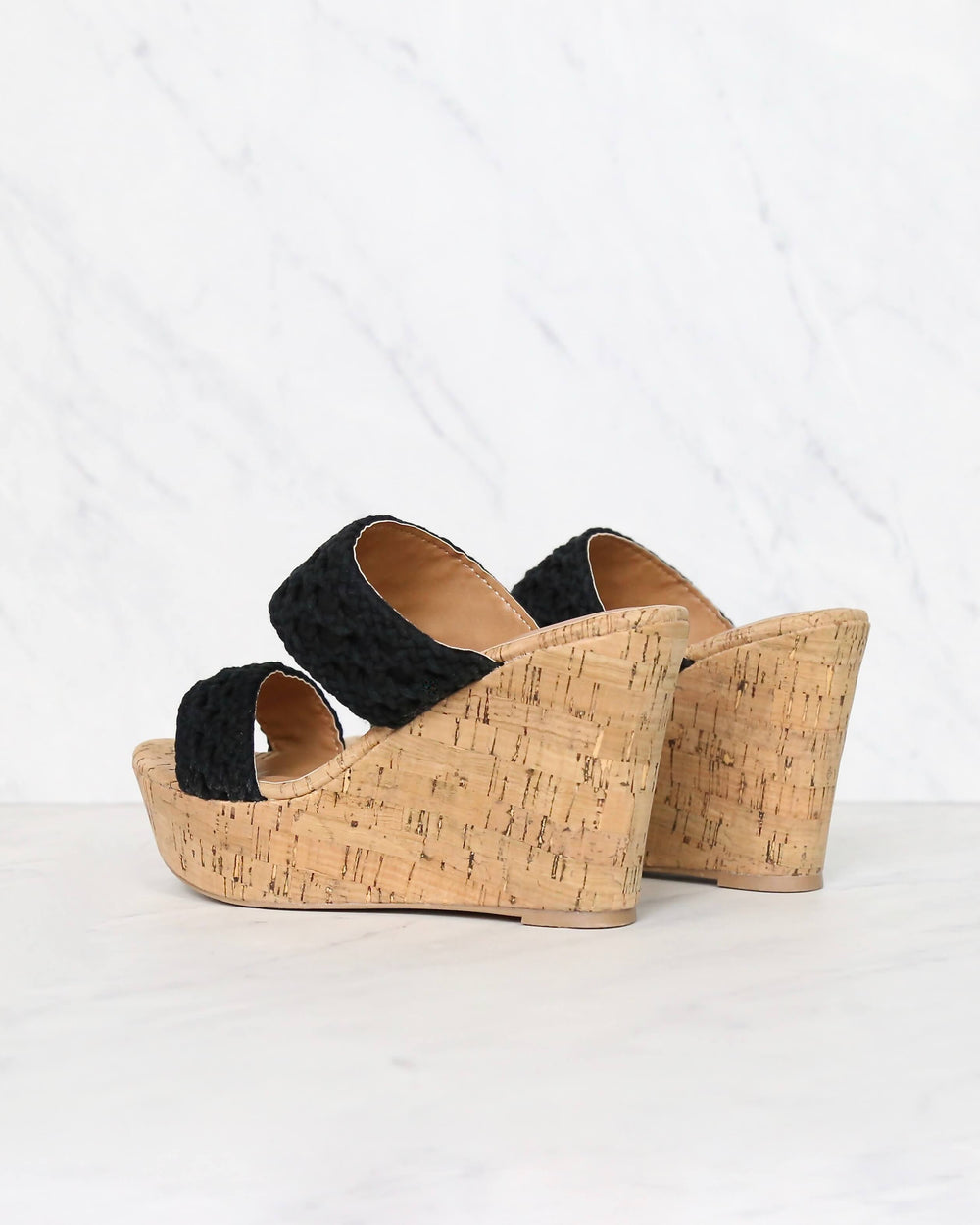mademoiselle crochet platform wedges - BLACK
