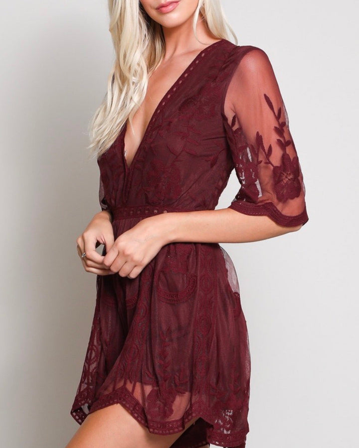 Honey Punch - As You Wish Embroidered Lace Romper (Women) - More Colors
